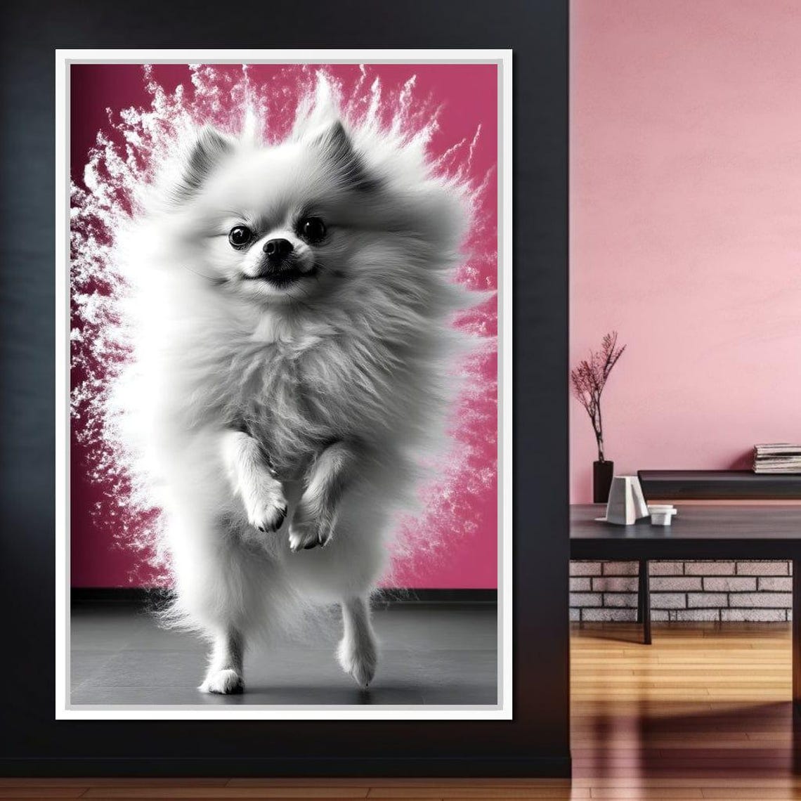 Fluffy White Puppy Shaking Off Sparkling Water Drops Splash Poster - Image 2