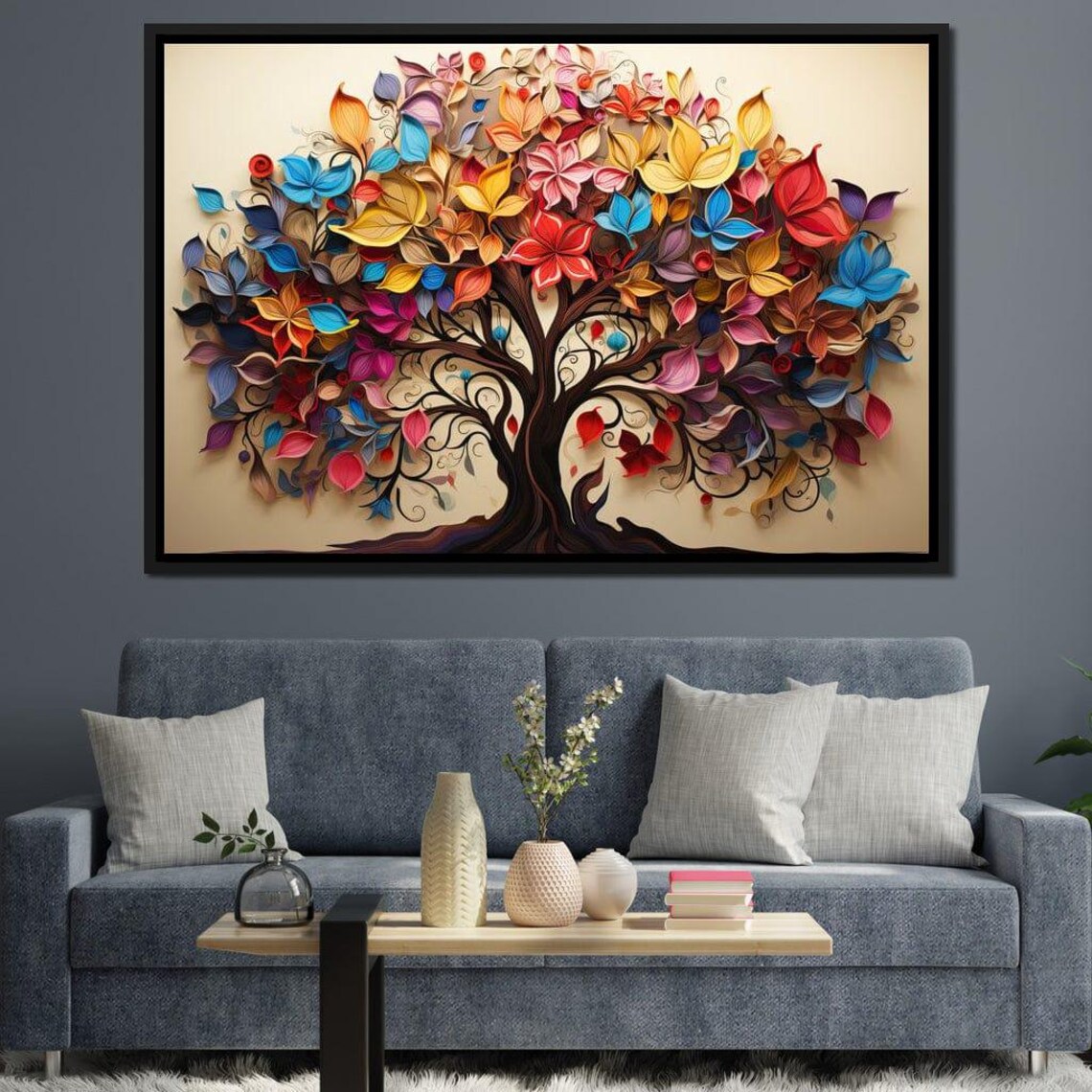 Colorful Tree of Life Four Seasons Leaves Multi Panel Art Poster - Image 2
