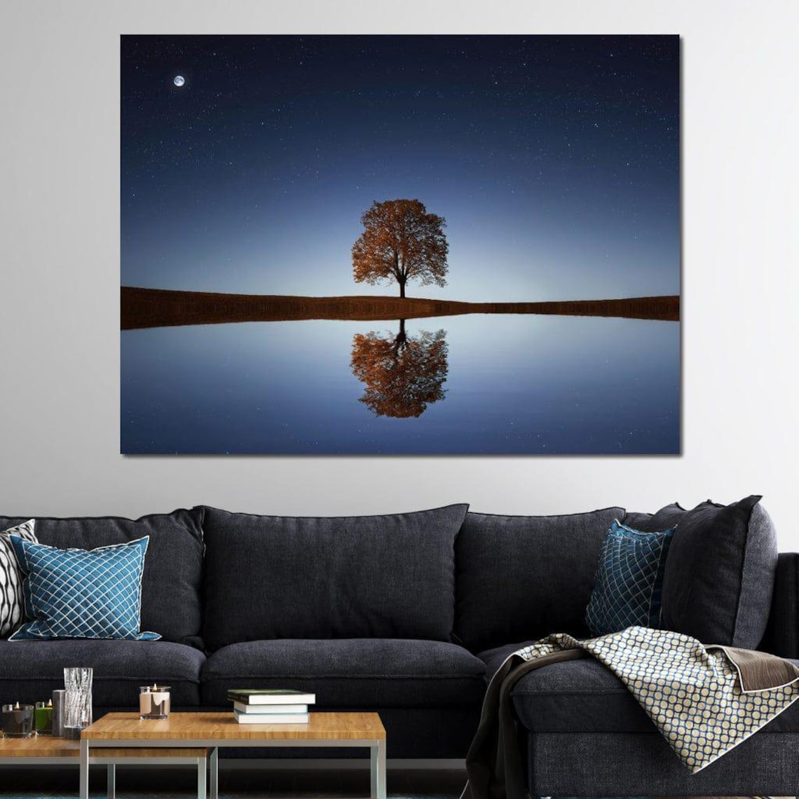 Tree Reflection Art Print, Serene Forest Scene - Image 4
