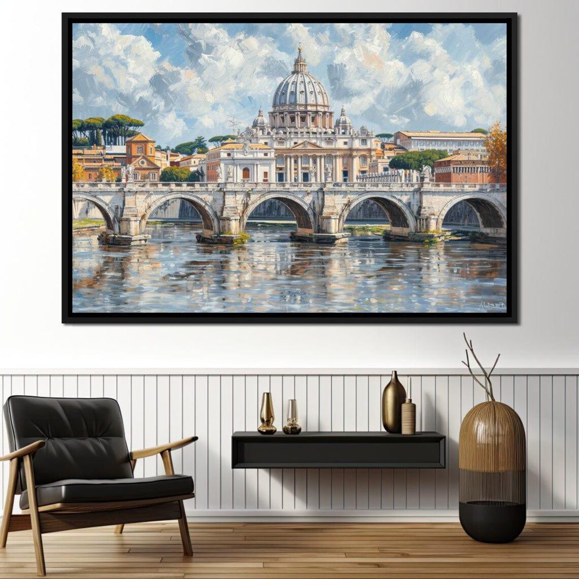 Rome St Peters Basilica Bridge Over Tiber Sunny Day Travel Poster - Image 4
