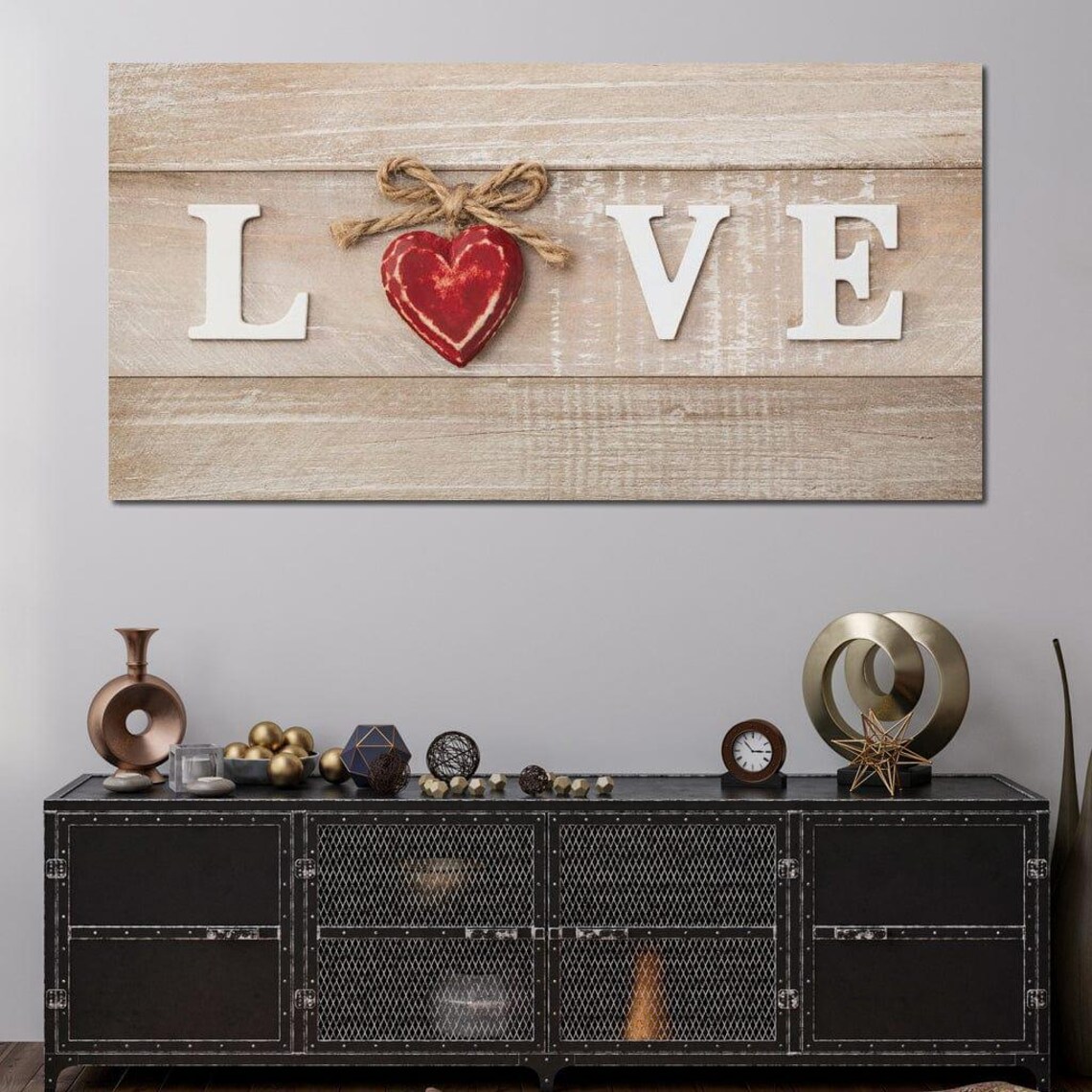 Love Is Where The Heart Is Rustic Wooden Letters Red Heart Farmhouse Poster - Image 3