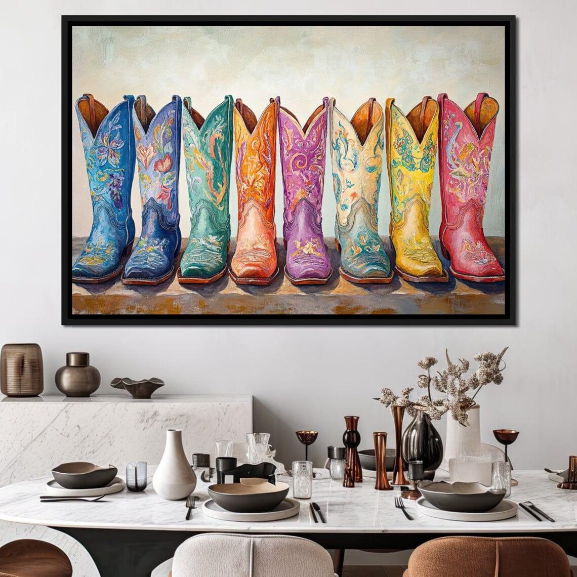 Western Boot Parade, Colorful Rustic Texas Art Print - Image 2