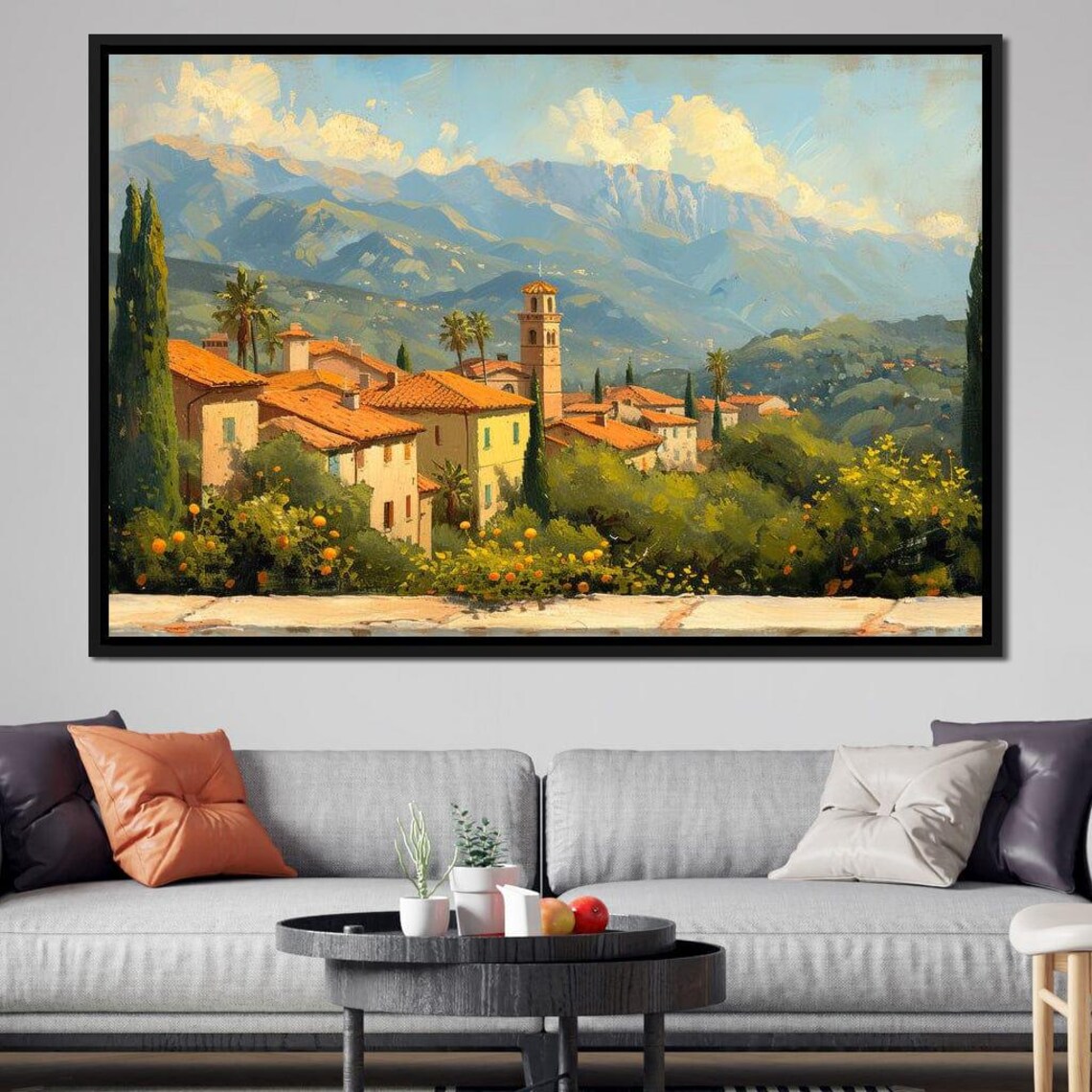 Tuscan Sun Village Terracotta Roofs Church Tower Orange Trees Poster - Image 2
