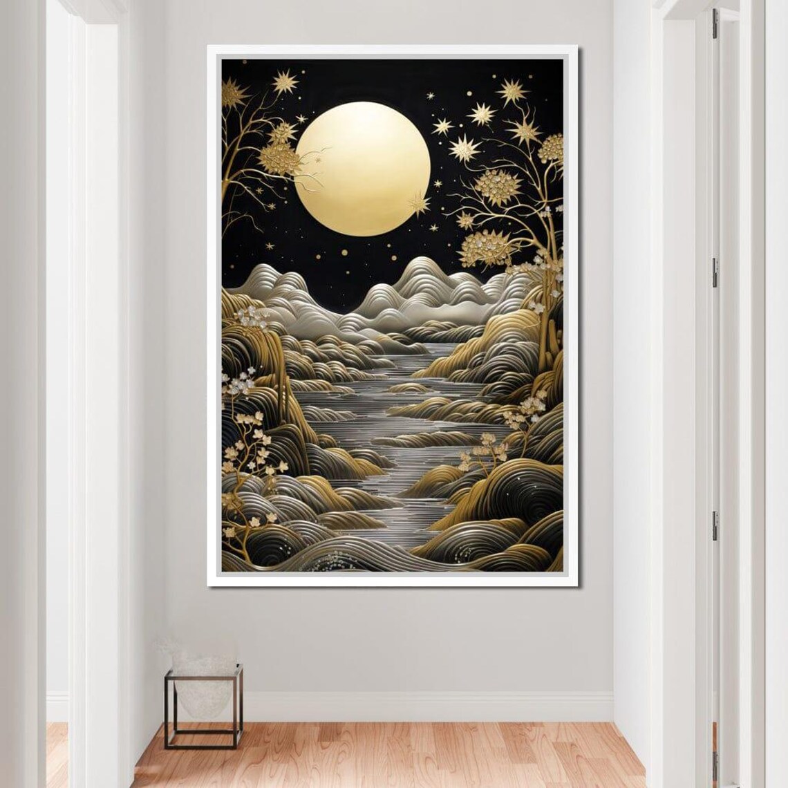 Fairytale Of Gold Moonlit Night Waves Celestial Dream Poster - Image 3