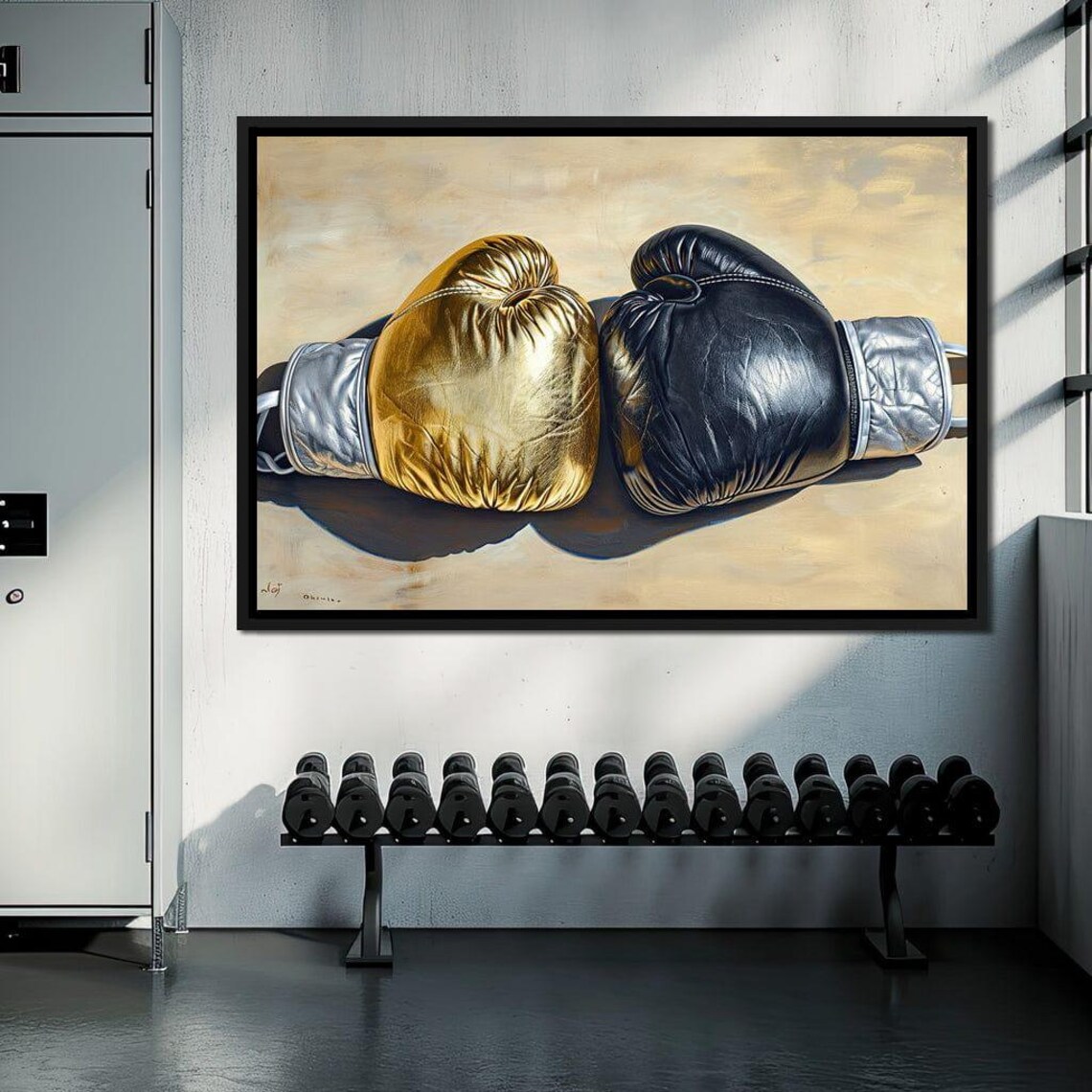 Golden Black Boxing Gloves Powerful Pair Sports Athletic Painting Art Poster - Image 2
