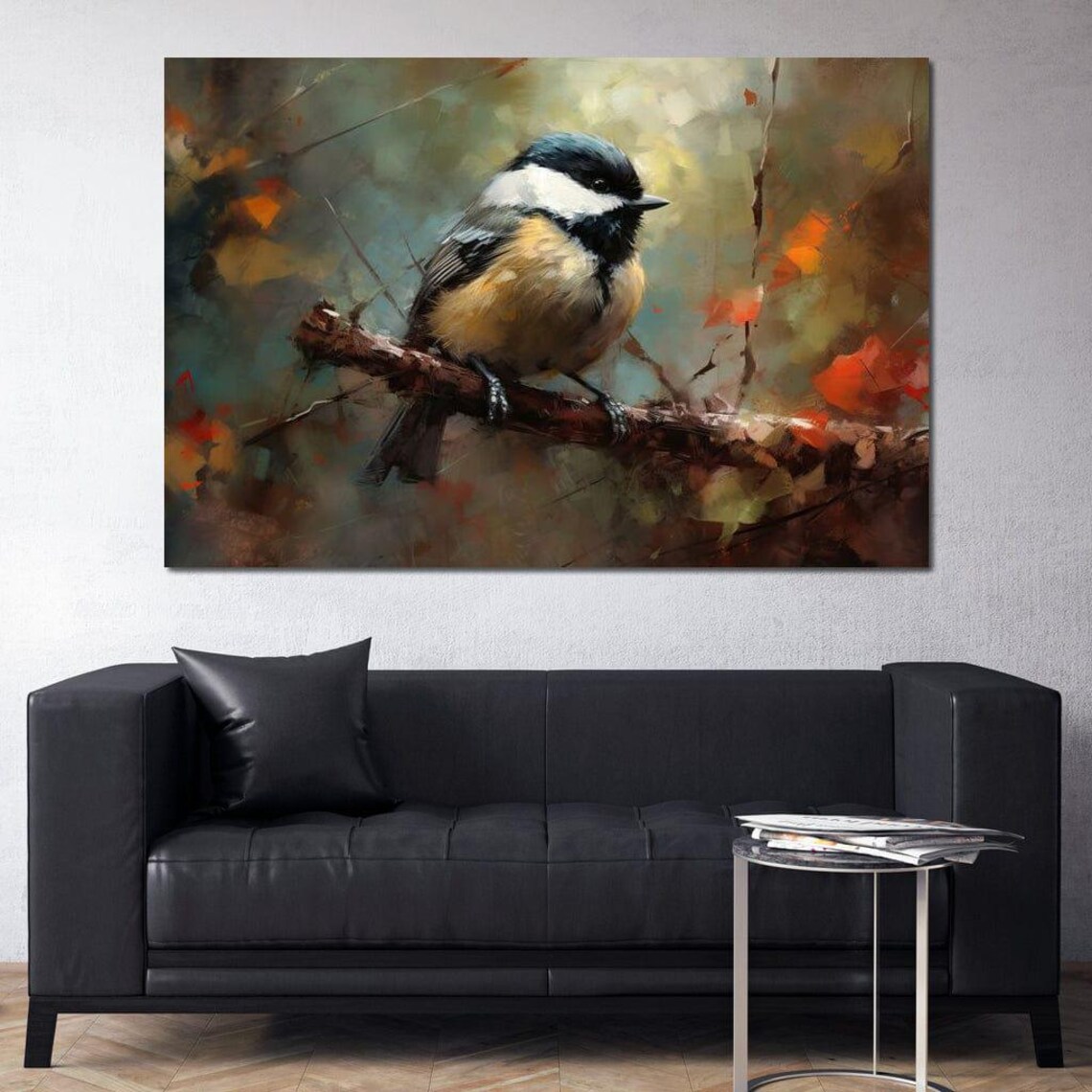 Black-Capped Chickadee Nature Painting Art Print - Image 3
