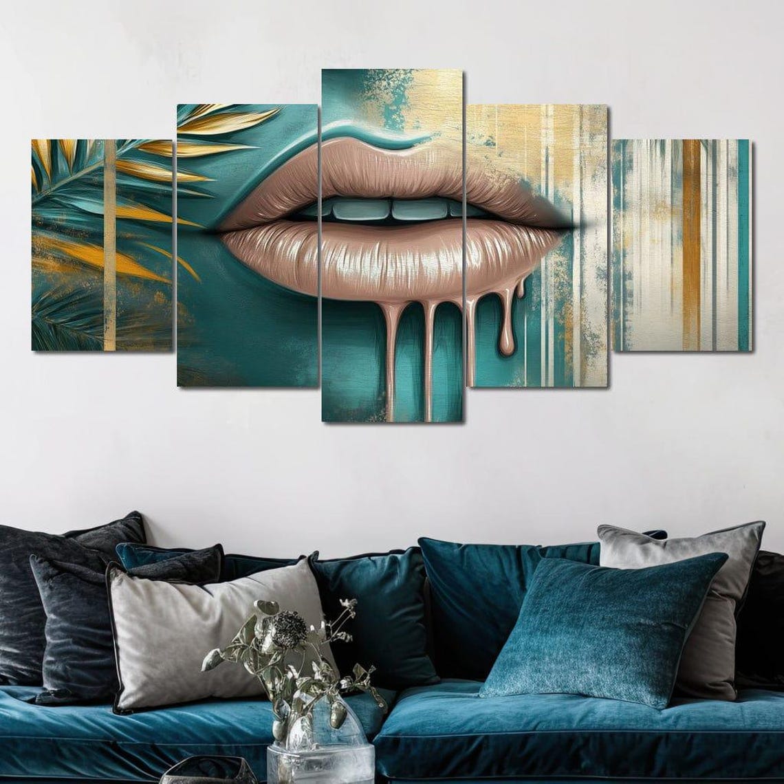 Golden Elegance Lush Essence Glam Decor Wall Art Home Decor Tropical Multi Panel Bold Colors By Nichecanvas - Image 2