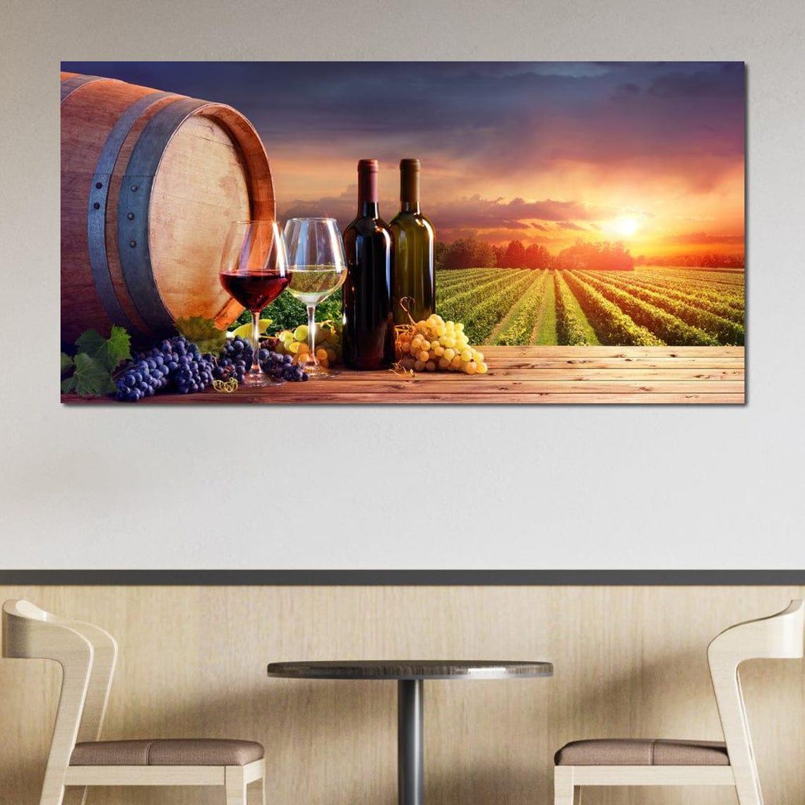 Wine Bottles Vineyard Sunset Rustic Still Life Wine Lover Wall Art - Image 4