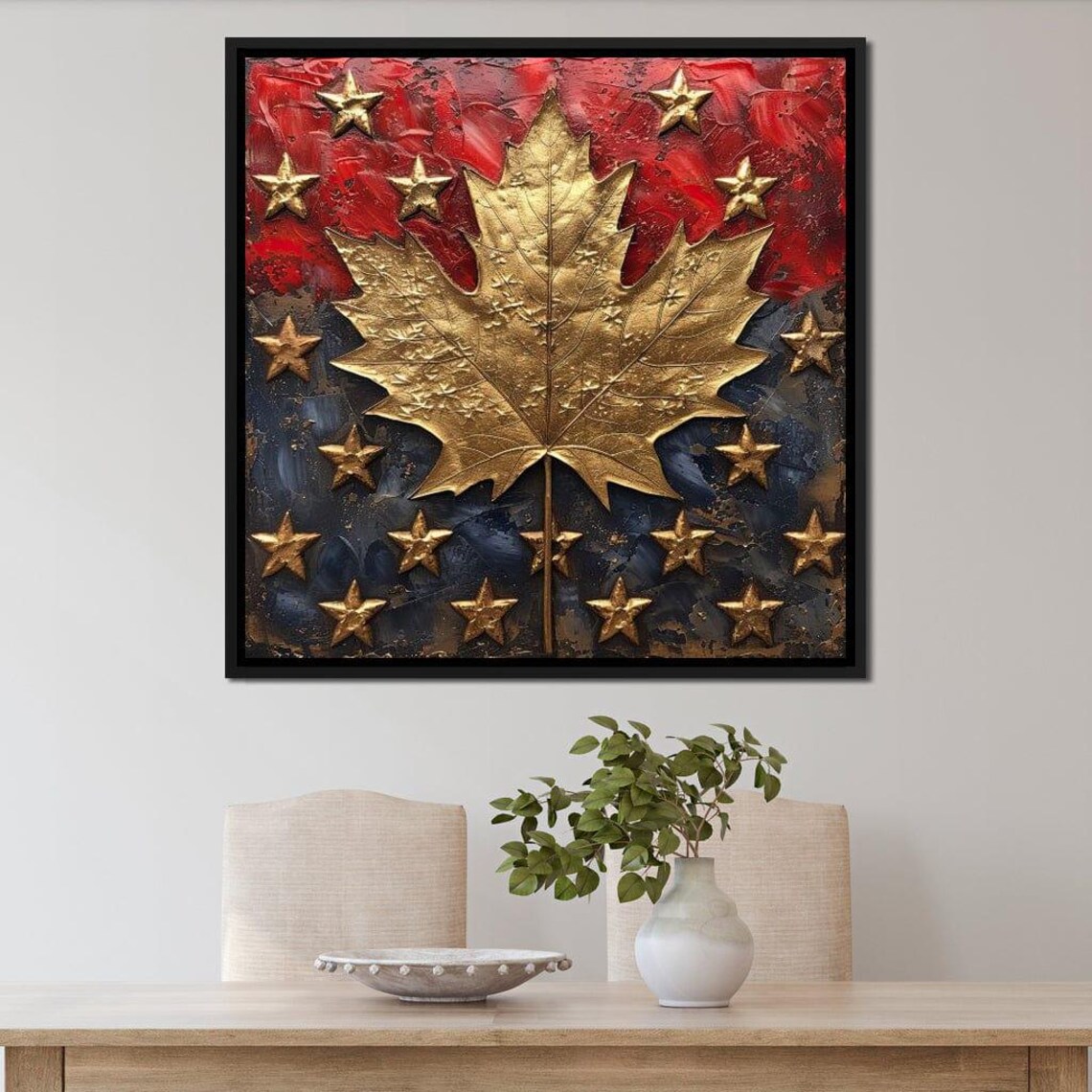 Golden Maple Leaf Stars Red Blue Patriotic Canadian Pride Art Poster - Image 3