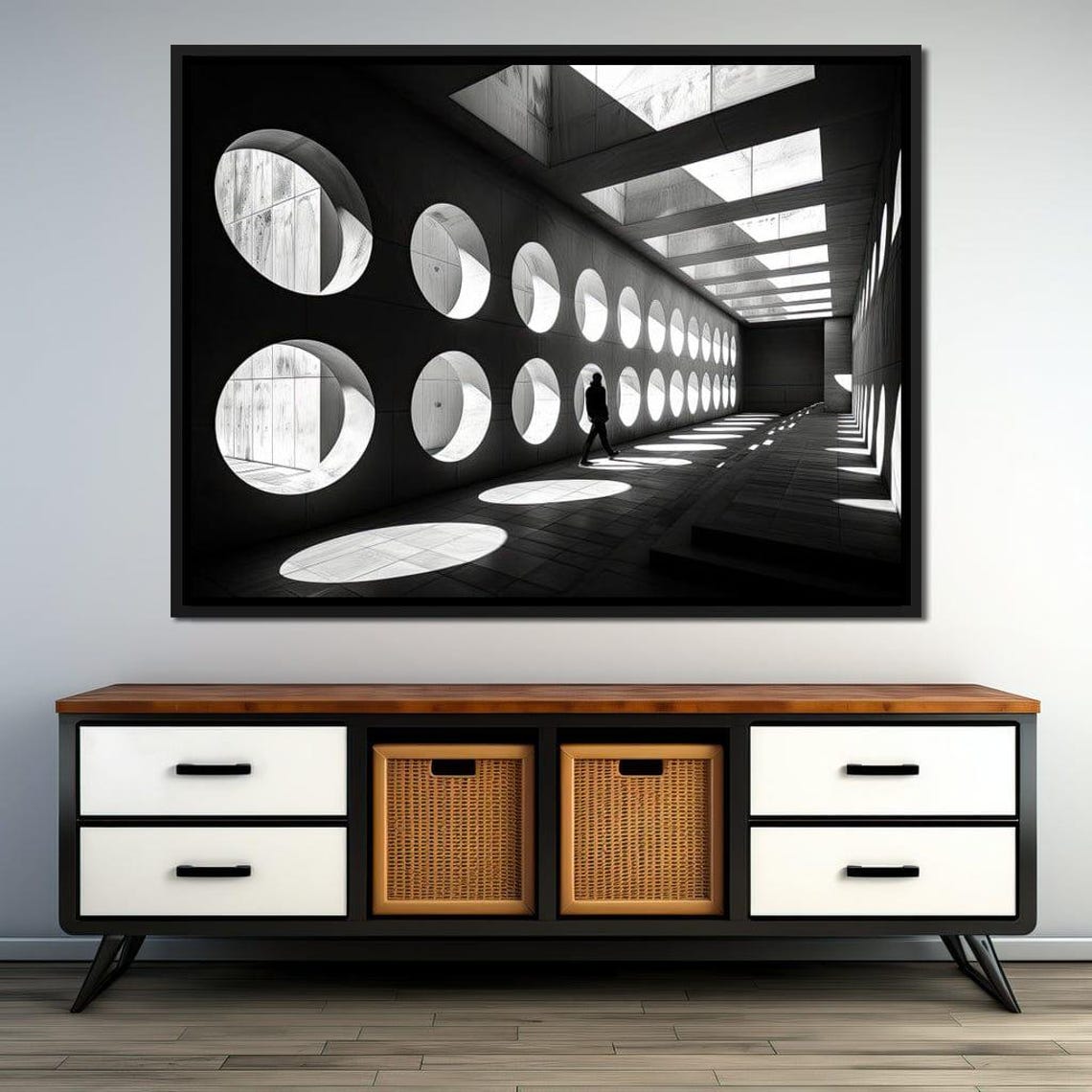 Lunar Passage Architecture Black White Geometric Wall Art Minimalist Modern Home Decor Unique Print By Nichecanvas - Image 2