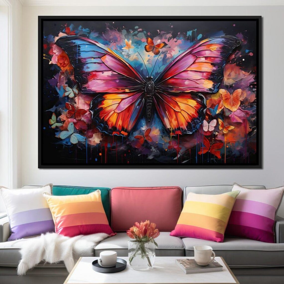 Chasing Butterflies Vivid Butterfly Wall Art Print - Image 3