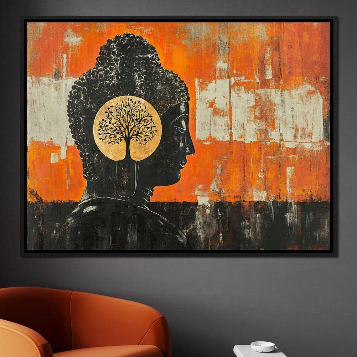 Buddha Profile Tree Of Life Gold Medallion Zen Meditation Poster - Image 2