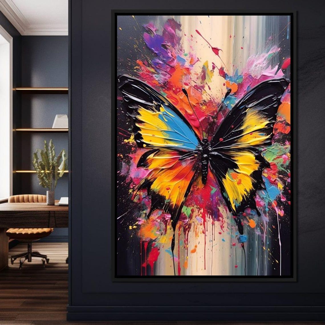 Technicolor Lepidoptera Colorful Butterfly Wall Art Vibrant Home Decor Modern Abstract Print By Nichecanvas