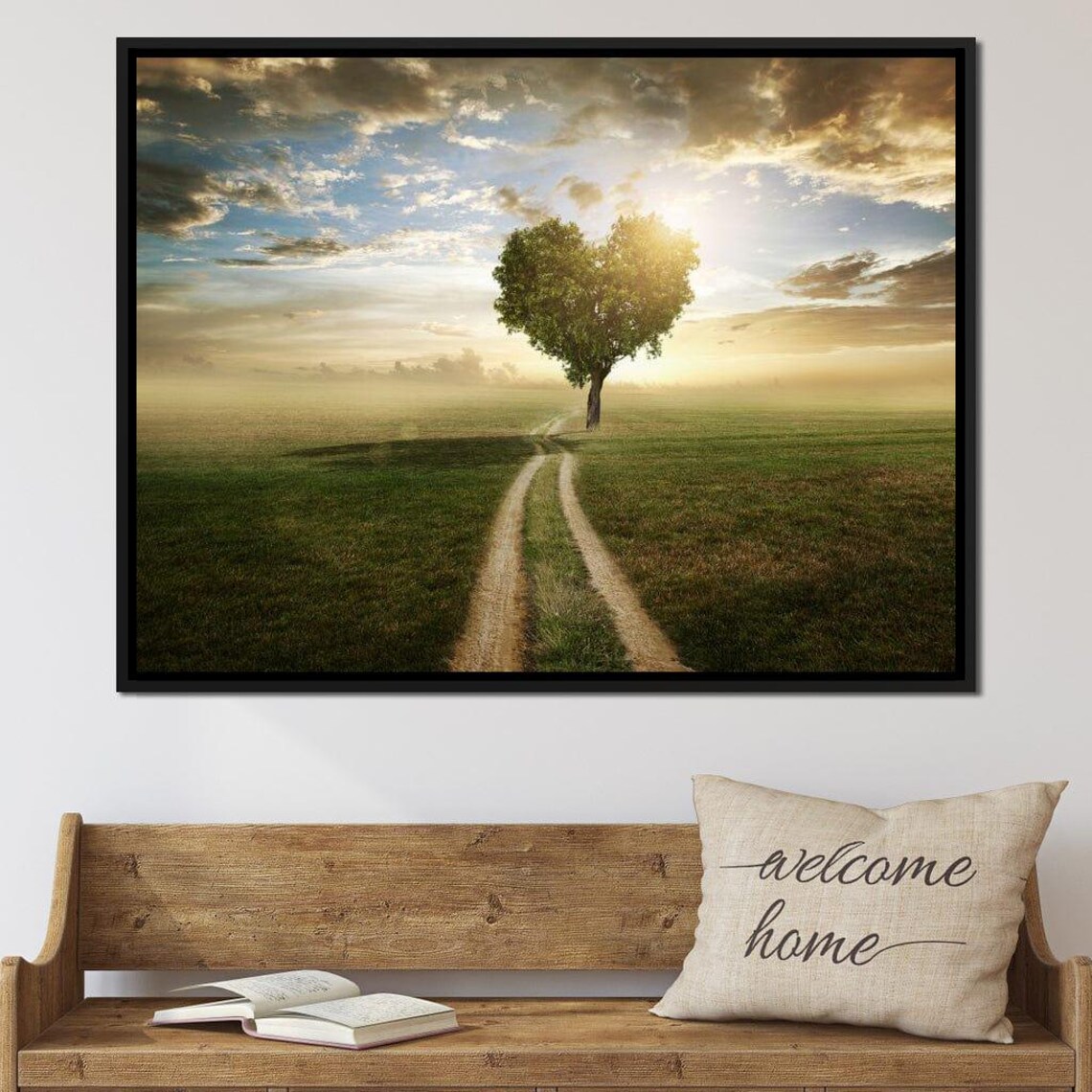 Loving Tree Heart Tree Landscape Serene Nature Art Peaceful Green Tree Scenic Tranquil Decor Wall Print By Nichecanvas - Image 2