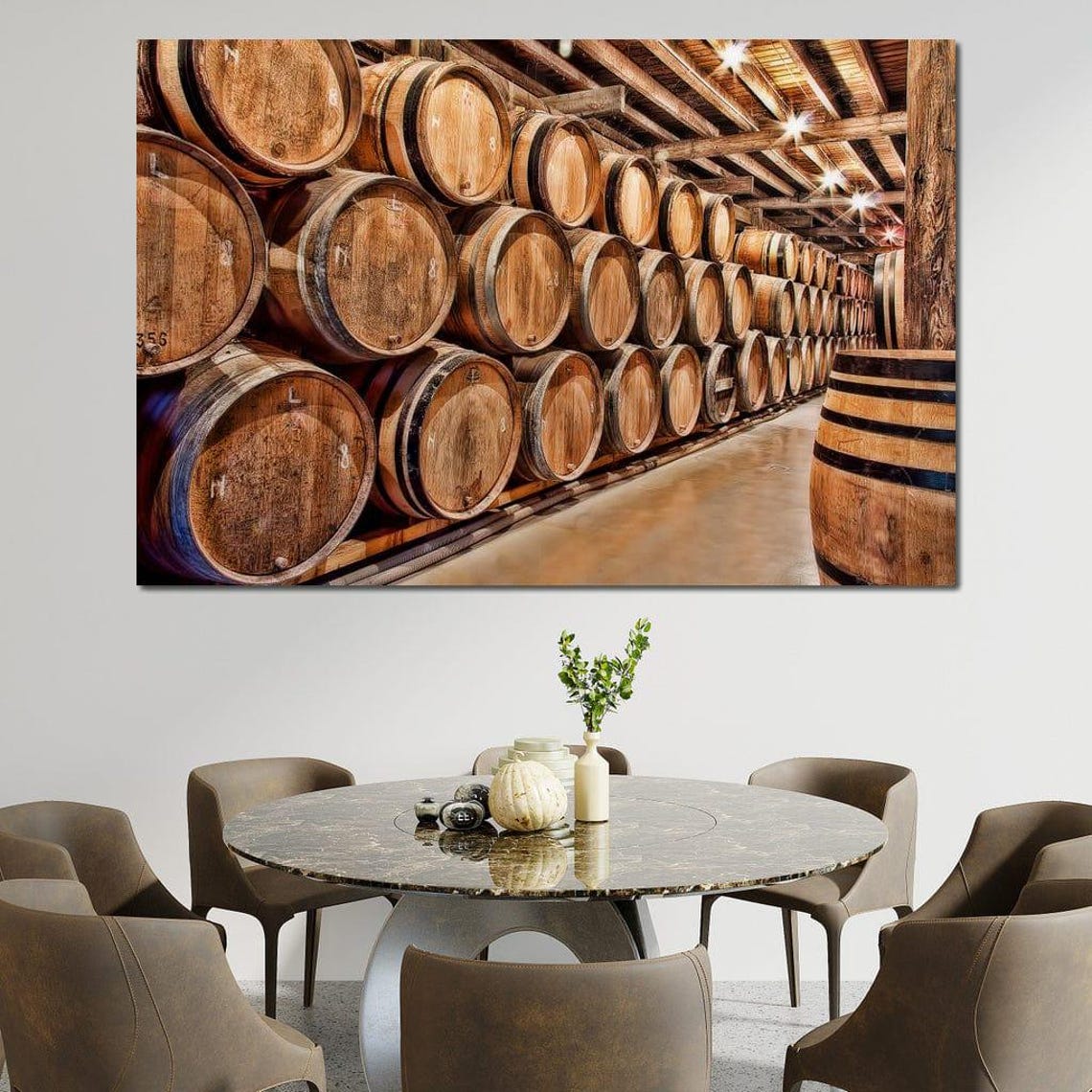 Rustic Oak Wine Barrels Cellar Vintage Winery Warm Wood Tones Wall Art - Image 3