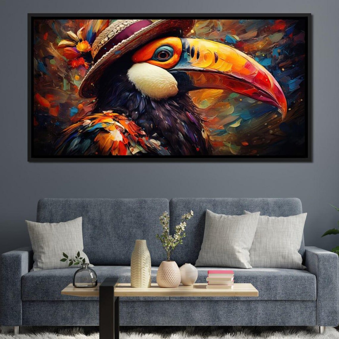 Colorful Toucan Straw Hat Large Beak Vibrant Tropical Bird Art Poster - Image 4