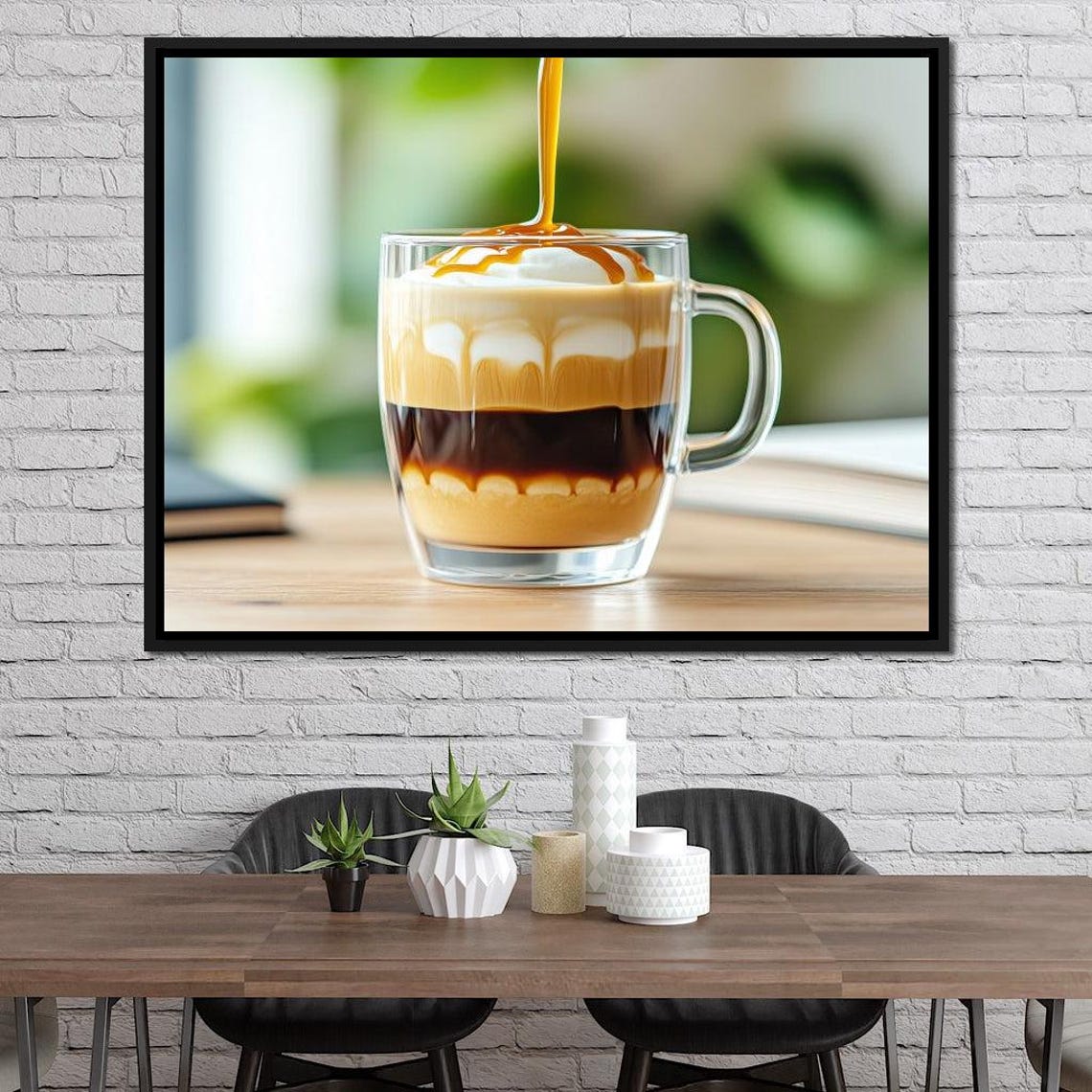 Layered Caramel Latte Macchiato Coffee Glass Mug Kitchen Art Poster - Image 2