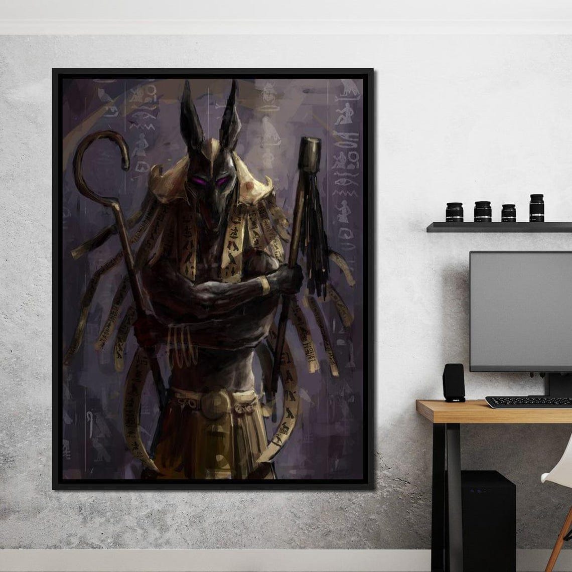 Anubis Egyptian Jackal God Dark Mythology Oil Painting Wall Poster