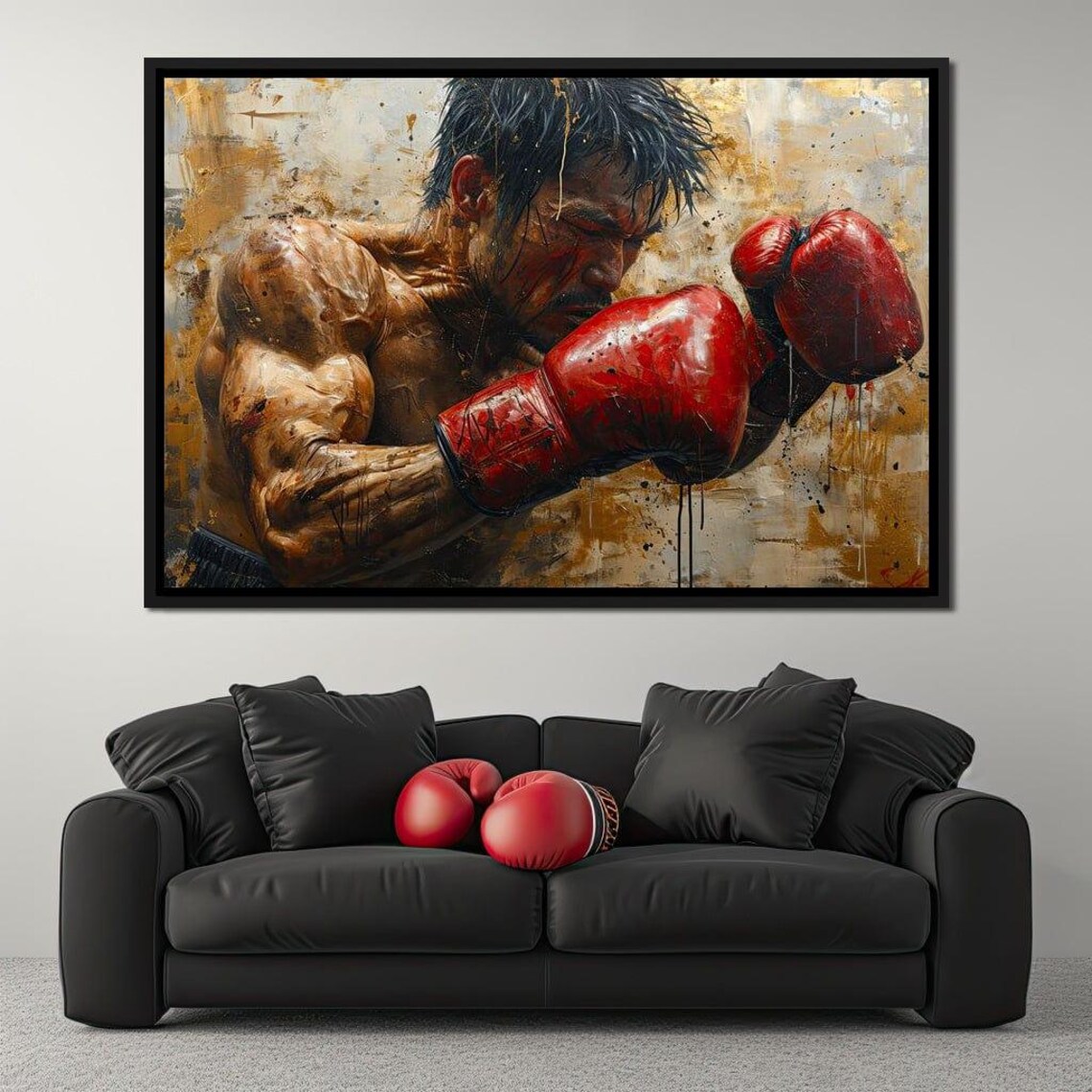 Determined Boxer Red Gloves Gritty Fight Stance Motivational Sports Wall Poster - Image 3