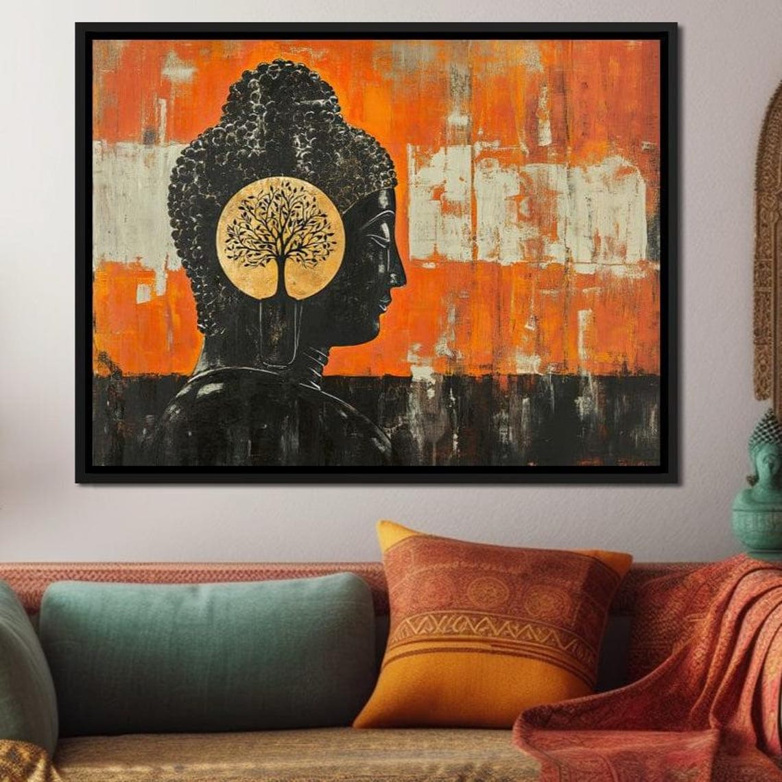 Buddha Profile Tree Of Life Gold Medallion Zen Meditation Poster - Image 3