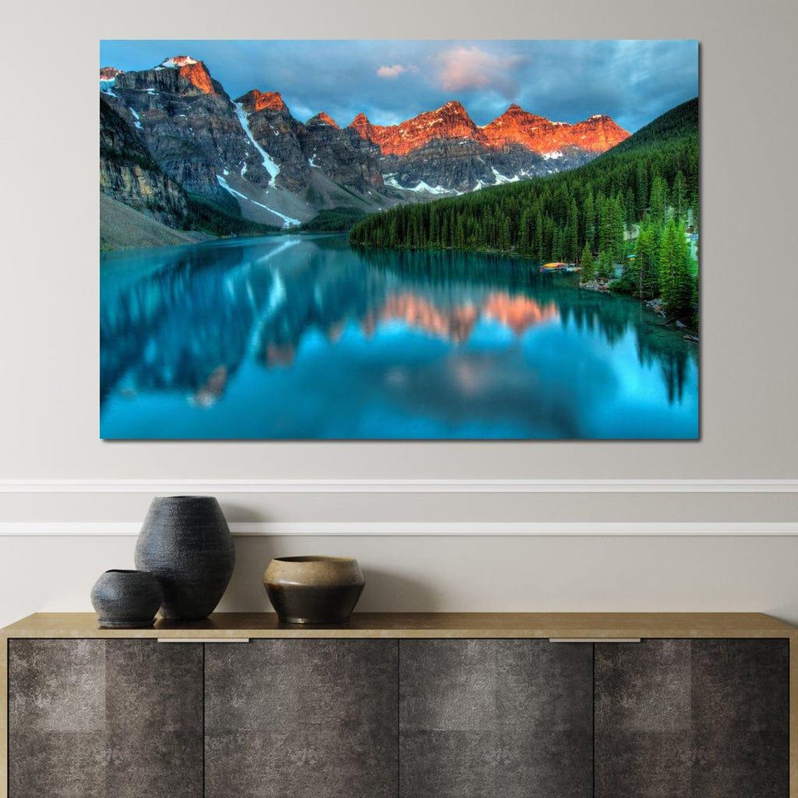 Moraine Lake Canada Rocky Mountain Sunset Reflection Travel Poster - Image 4