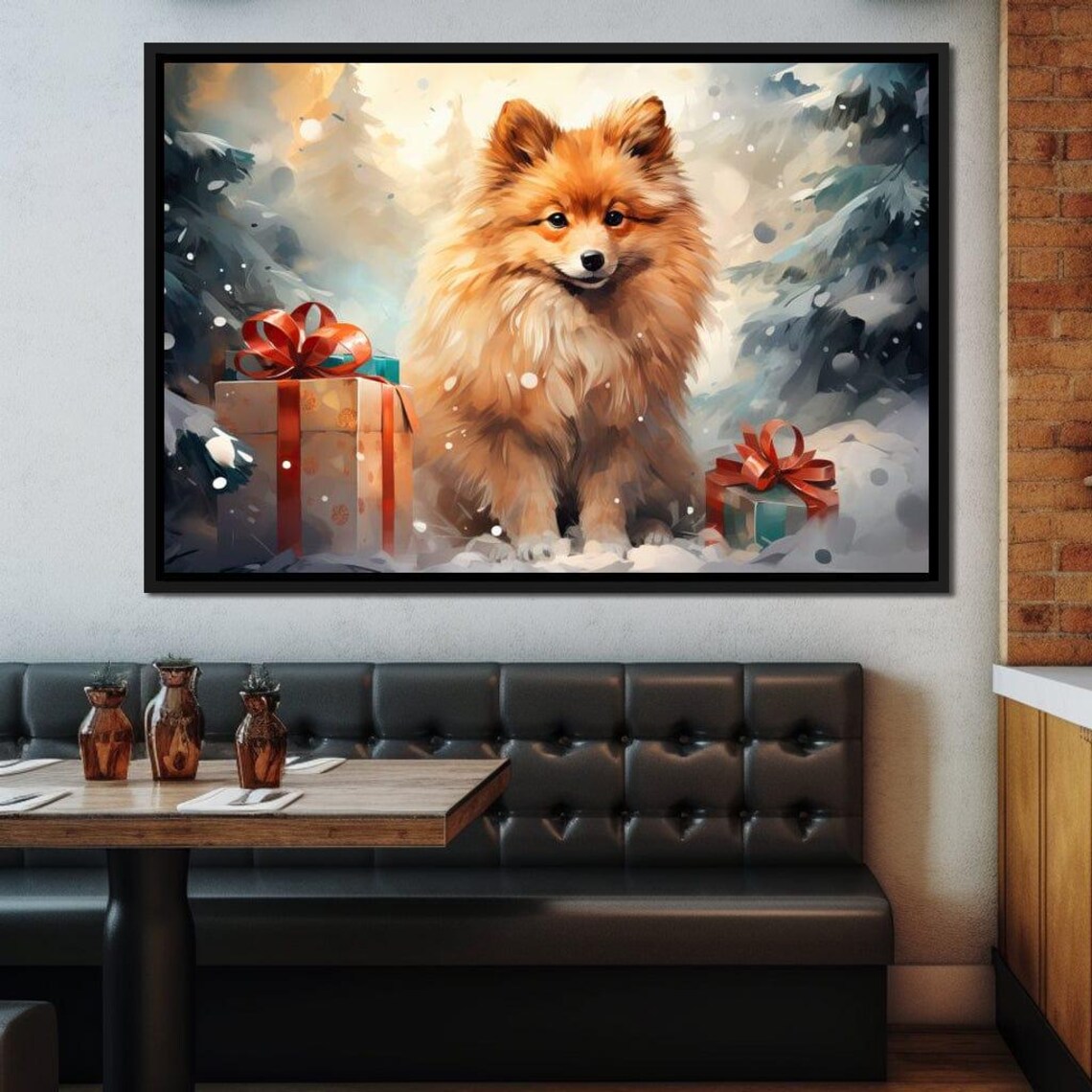Festive Pomeranian Puppy Christmas Gifts Snowy Holiday Dog Poster - Image 3