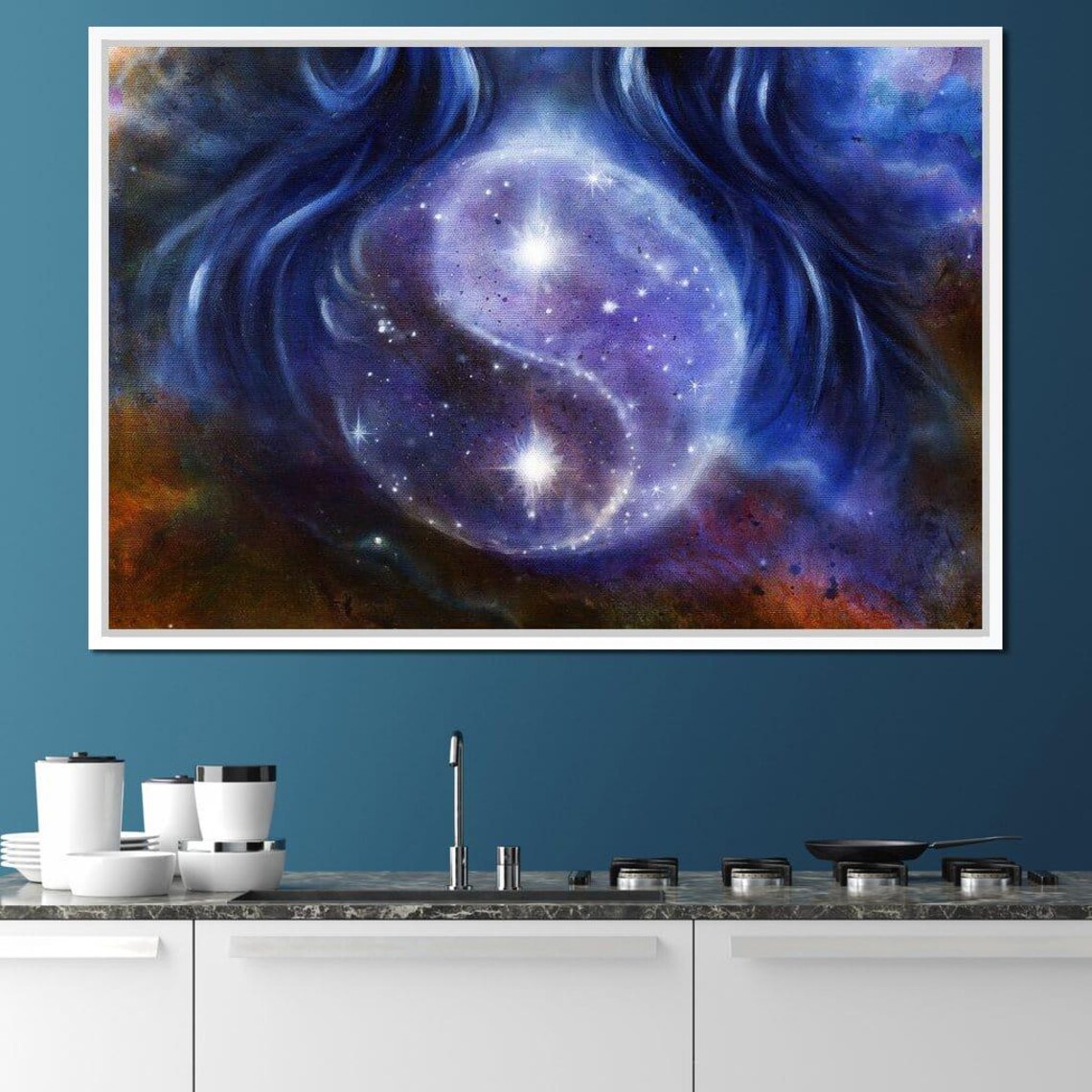 Yin Yang Stars, Celestial Symbol Art Print