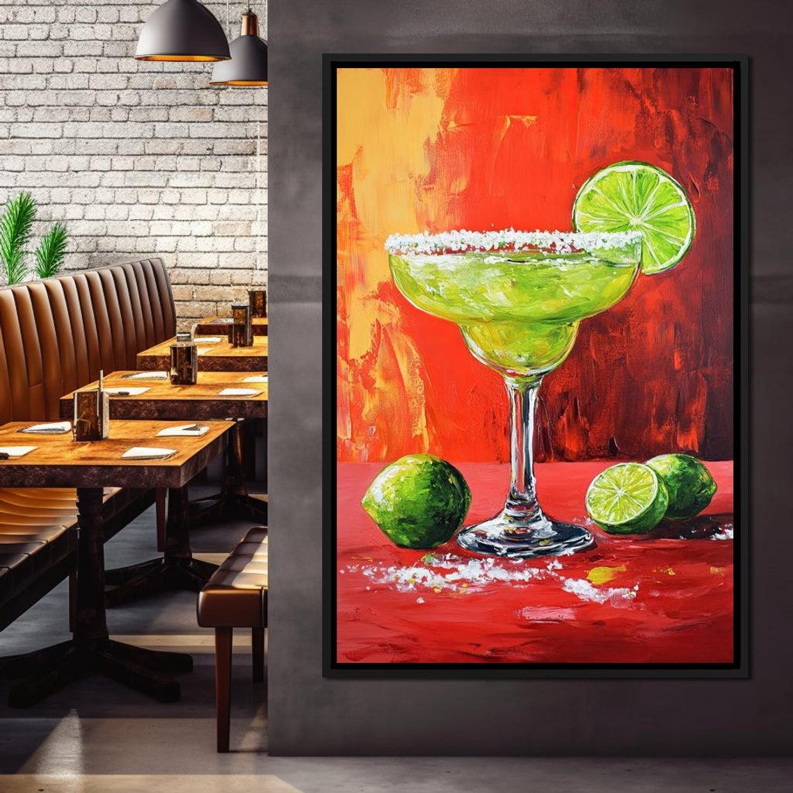 Margarita Cocktail Lime Salt Rim Vibrant Bar Kitchen Wall Art Print - Image 3