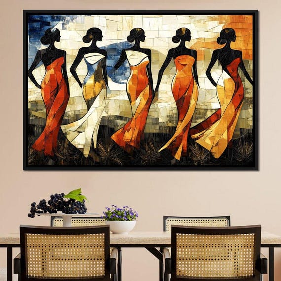Graceful Dance Of Silhouettes Colorful Abstract Home Decor Art Elegant Wall Decor Vibrant Dance Figures By Nichecanvas