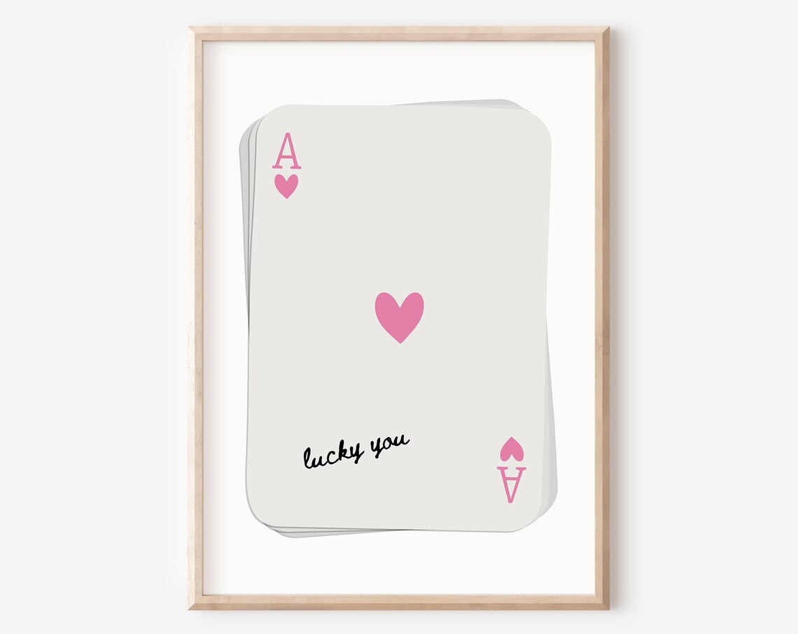 Lucky You Ace Of Pink Hearts Playing Card Trendy Girly Decor Poster - Image 2