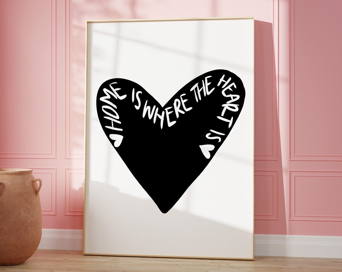 Home Is Where The Heart Is Big Black Heart Neutral Decor Poster - Image 2