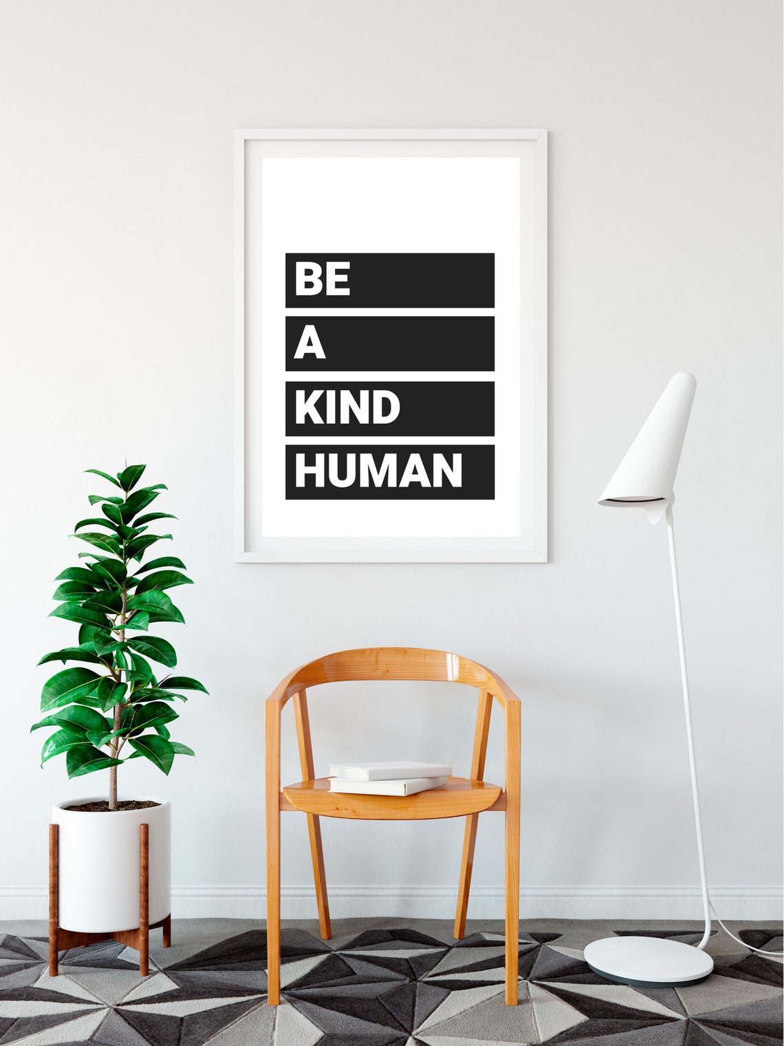 Be a Kind Human Stacked Block Letter Scandinavian Minimalist Poster - Image 2