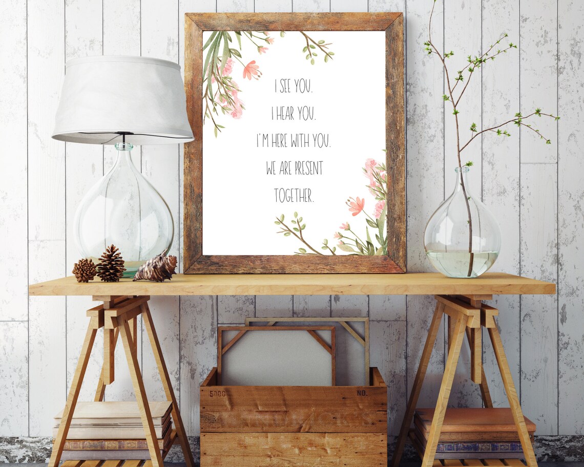 Sawubona I See You Floral Quote Print Pink Watercolor Mindfulness Poster - Image 3