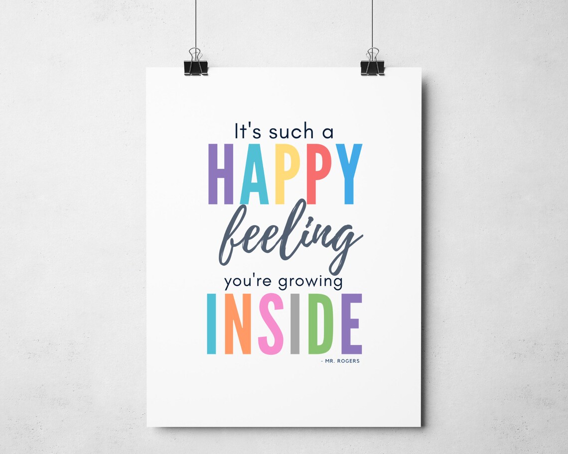 Mr Rogers Its Such A Happy Feeling Rainbow Typography Nursery Wall Art Poster - Image 3