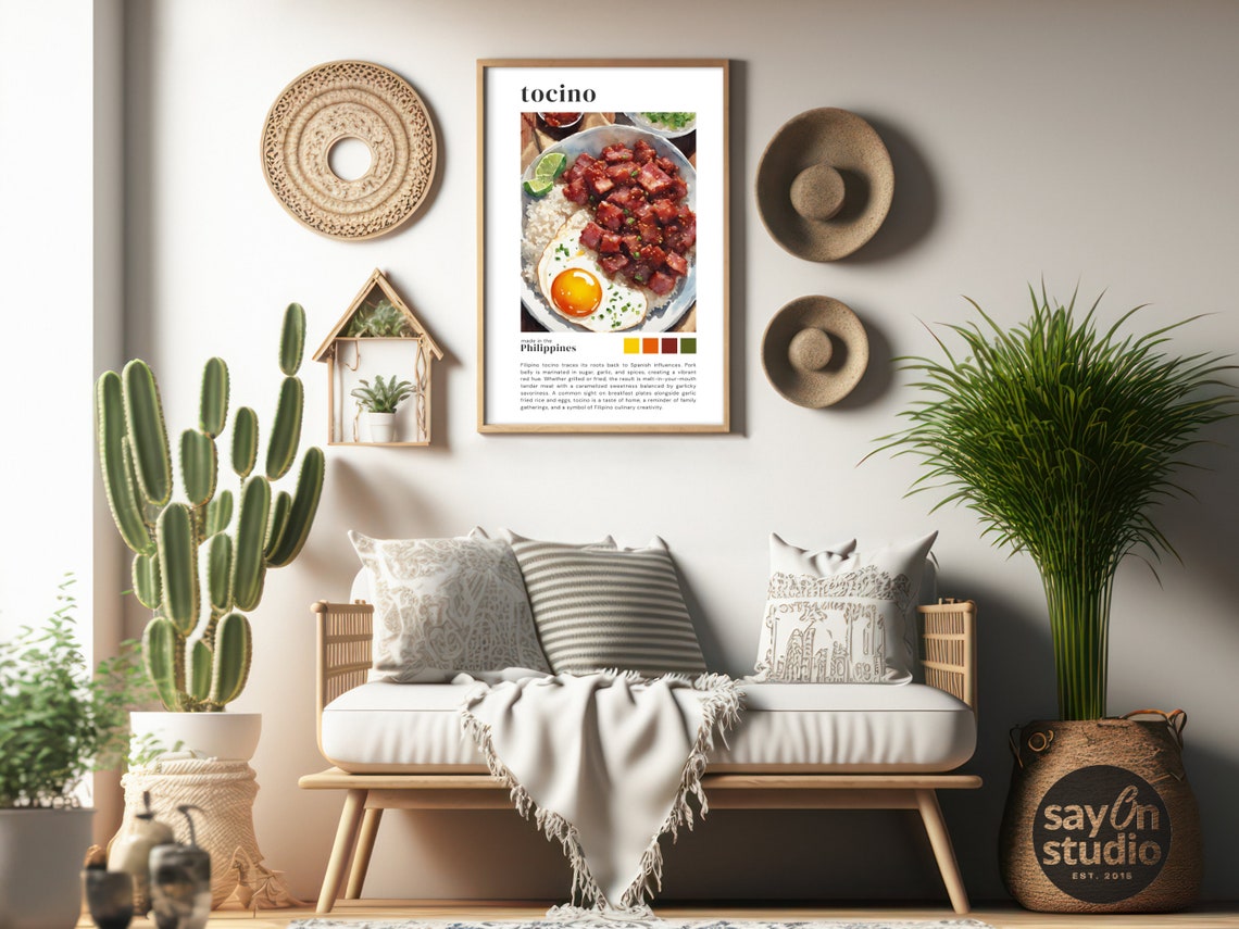 Filipino Tocino Sweet Pork Rice Egg Watercolor Kitchen Art Poster - Image 3