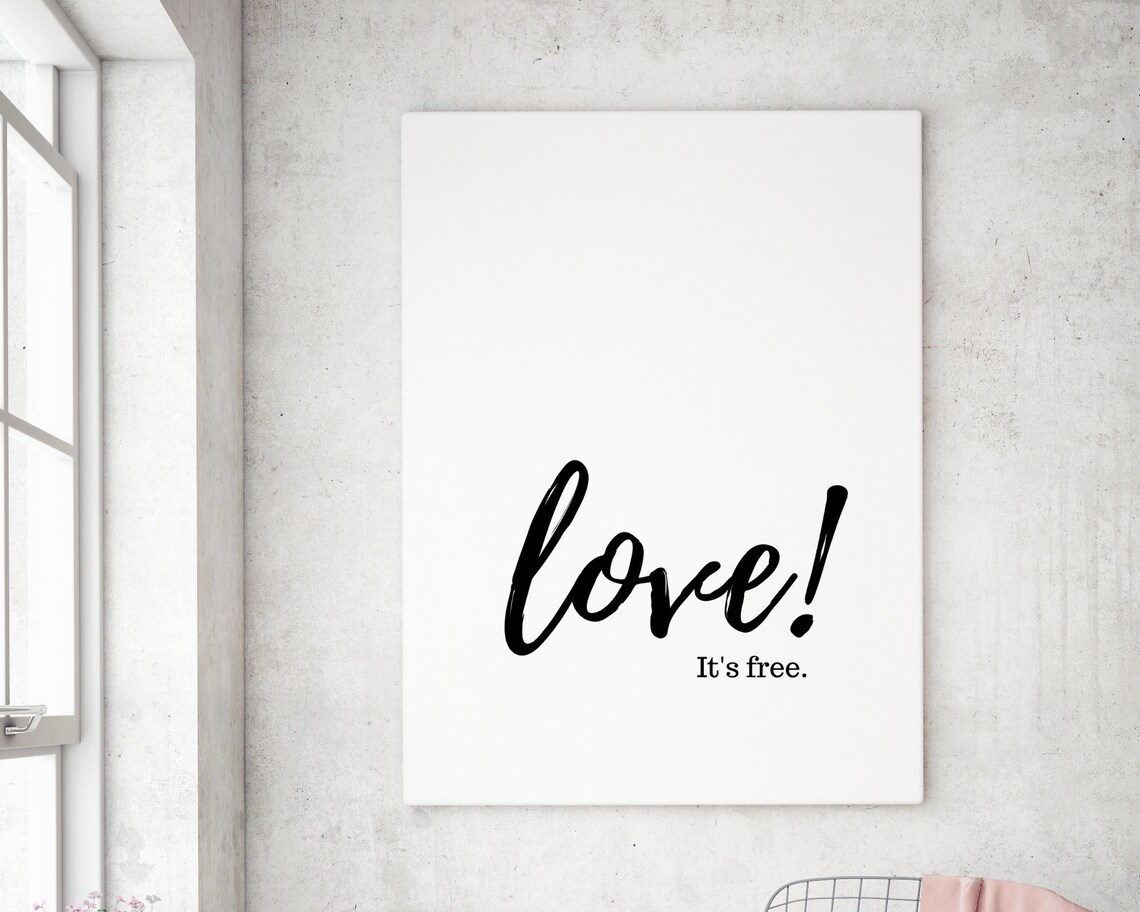 Love Its Free Black Brush Script Typography Minimalist Home Decor Poster - Image 2