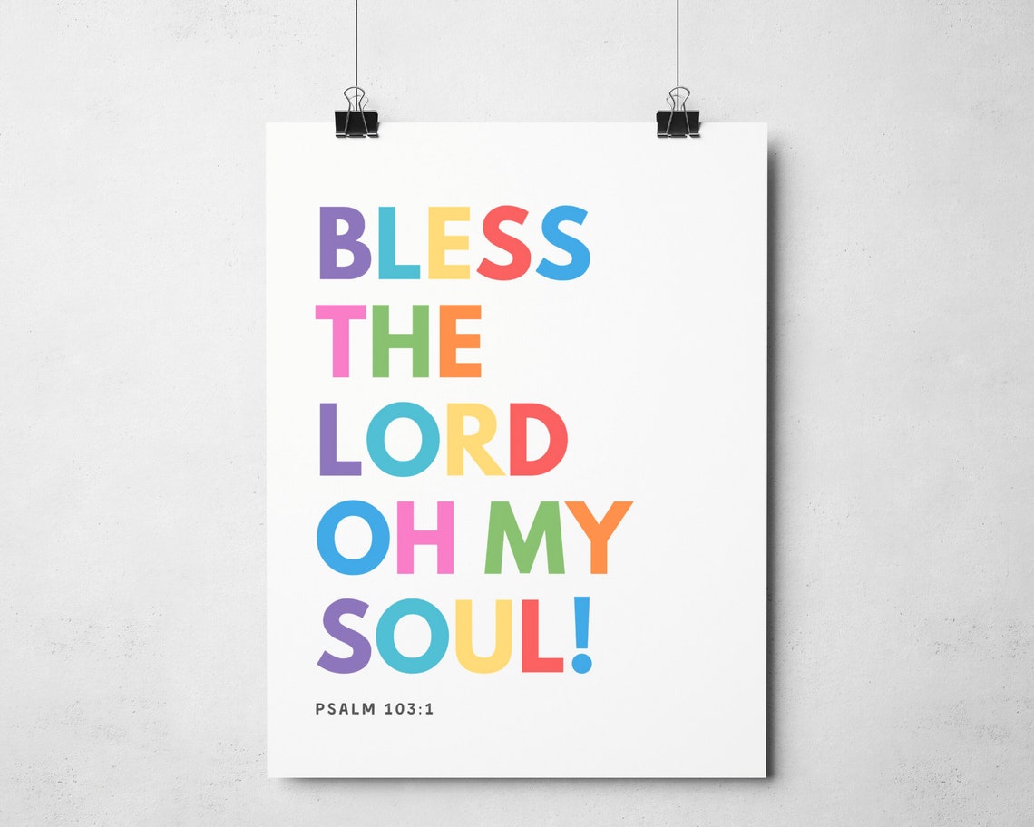 Christian Prayer Bless The Lord My Soul Wall Art Bible Verse Print Psalm 103 Decor Instant - Image 3