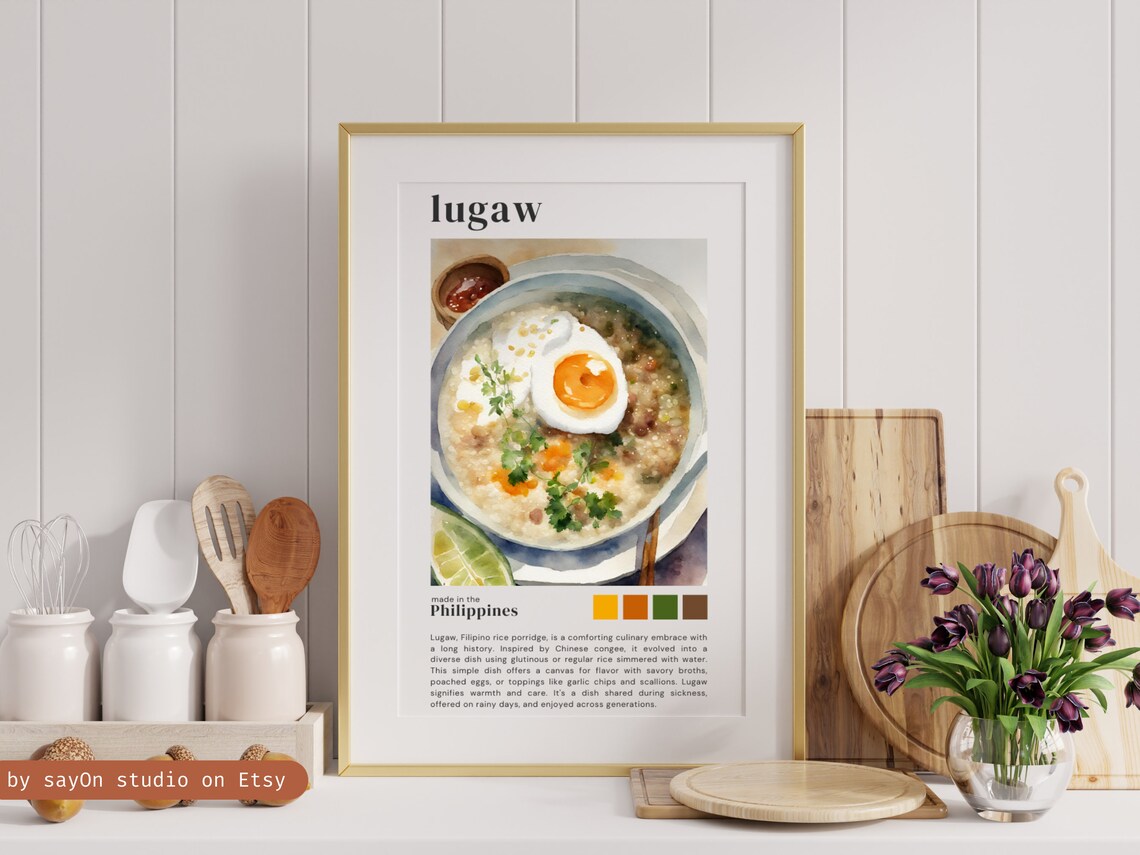 Filipino Lugaw Rice Porridge Comfort Food Watercolor Kitchen Poster - Image 4