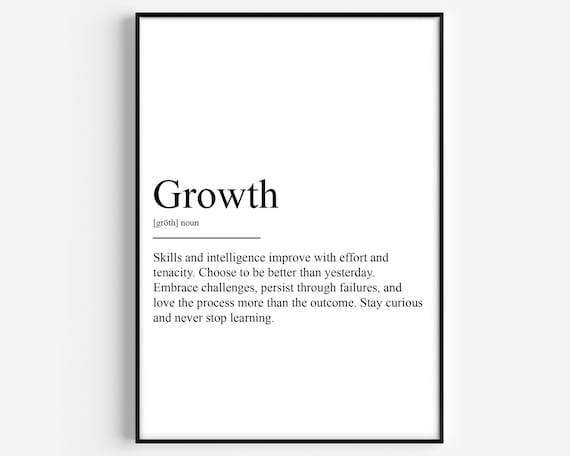 Growth Definition Minimalist Dictionary Style Inspirational Poster