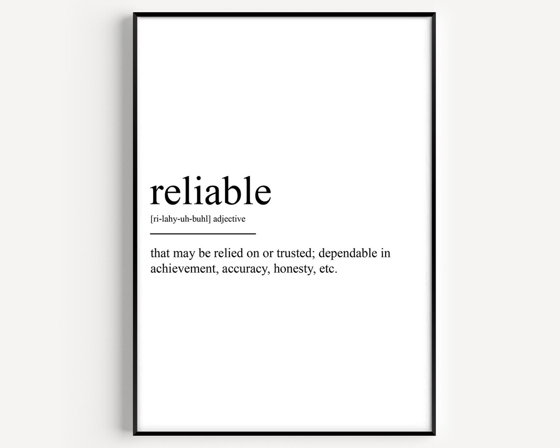 Reliable Definition Dictionary Word Art Minimalist Black White Poster