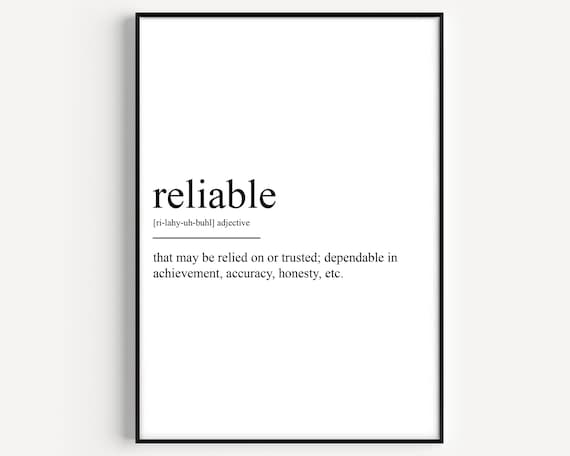 Reliable Definition Dictionary Word Art Minimalist Black White Poster