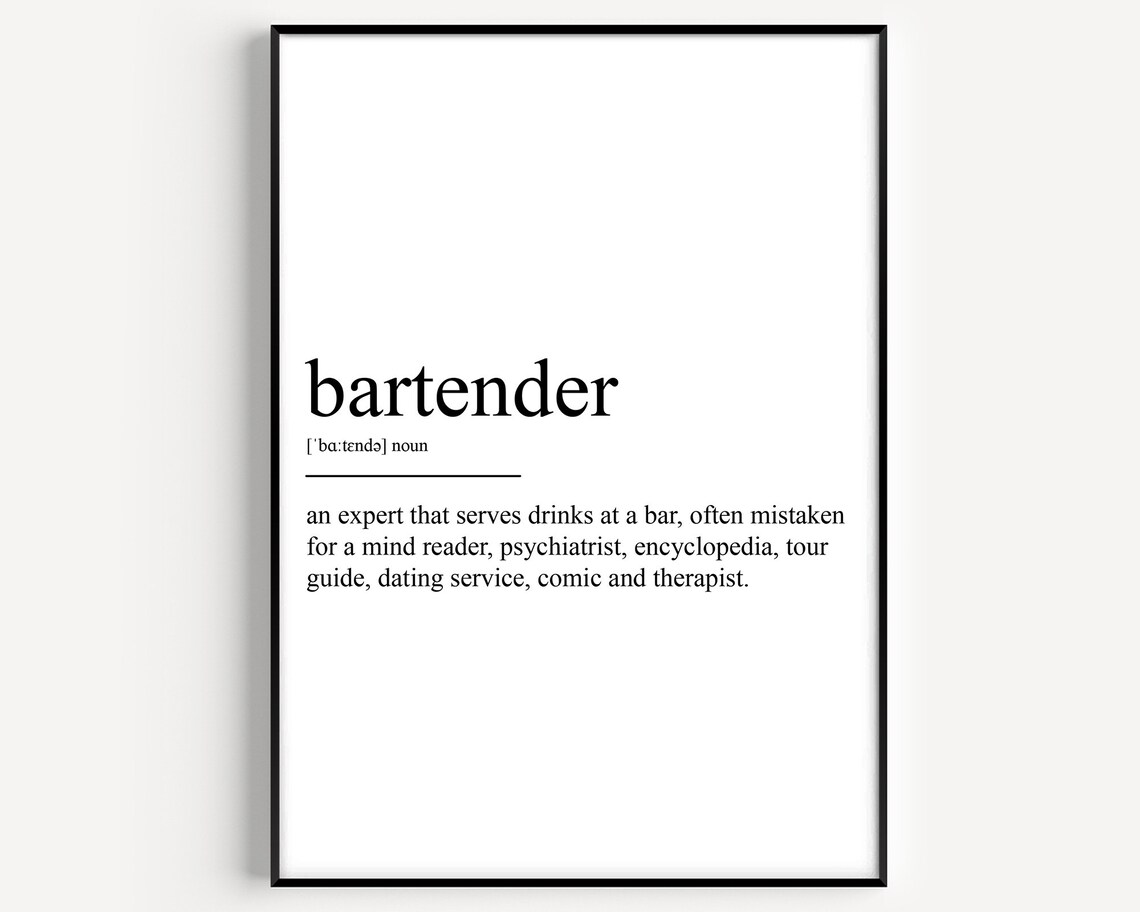 Bartender Definition Typography Art Print