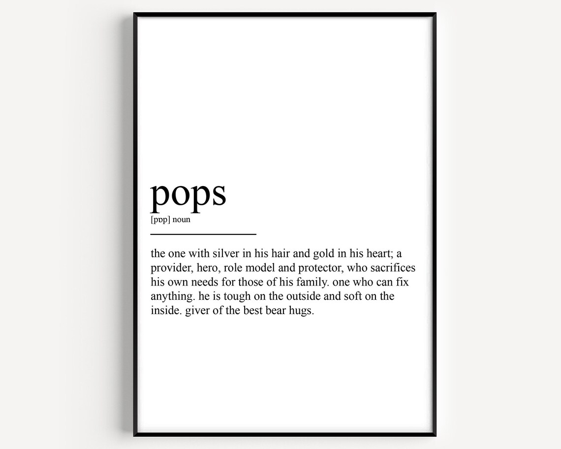 Pops Definition Art Print, Typography Quote Decor