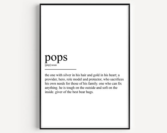 Pops Definition Art Print, Typography Quote Decor