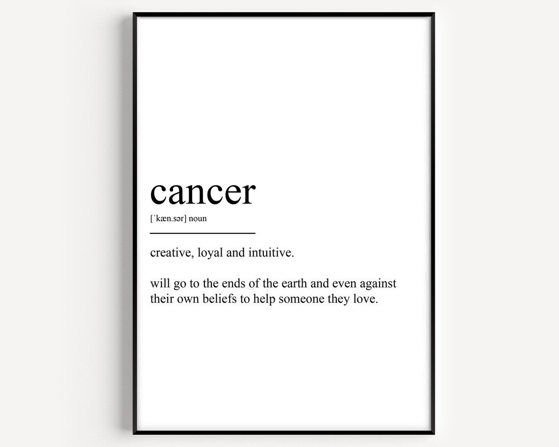 Cancer Zodiac Sign Dictionary Definition Minimalist Black Poster
