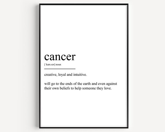 Cancer Zodiac Sign Dictionary Definition Minimalist Black Poster