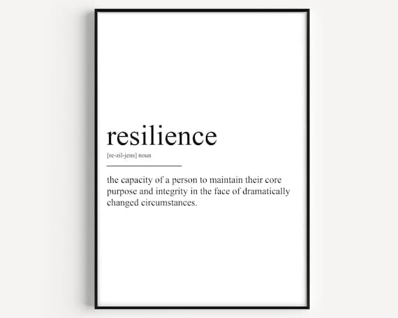 Resilience Definition Inspirational Dictionary Quote Art Poster