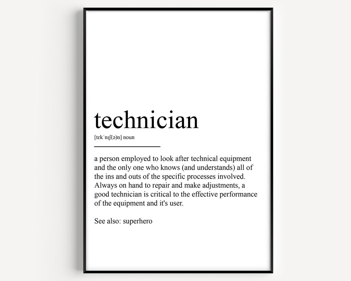 Technician Dictionary Definition Superhero Tribute Word Poster