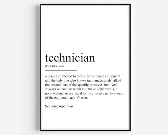 Technician Dictionary Definition Superhero Tribute Word Poster