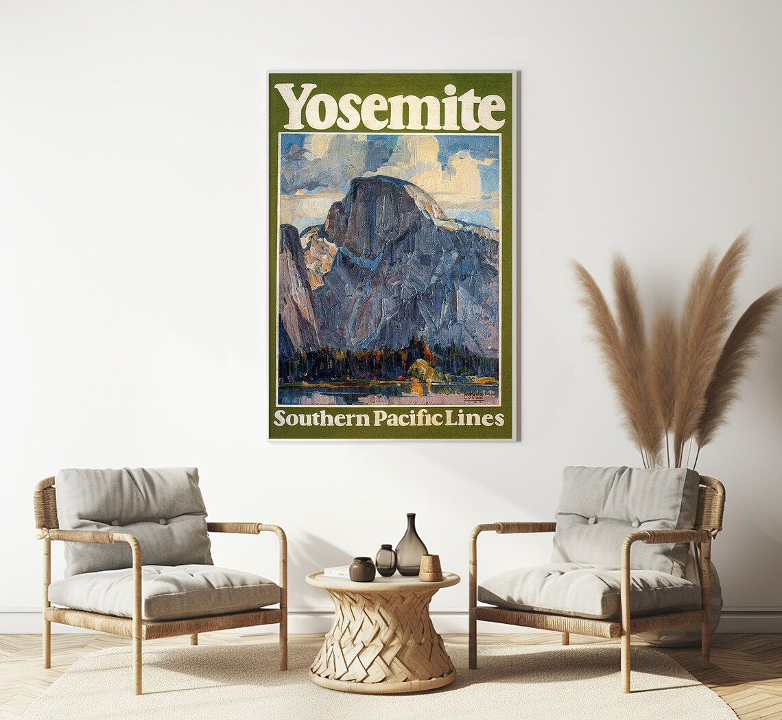 Yosemite Half Dome Oil Painting Nature Vintage National Park Poster - Image 3